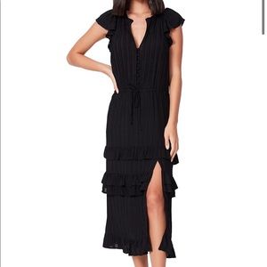 PAIGE black midi ruffle dress. New with tags